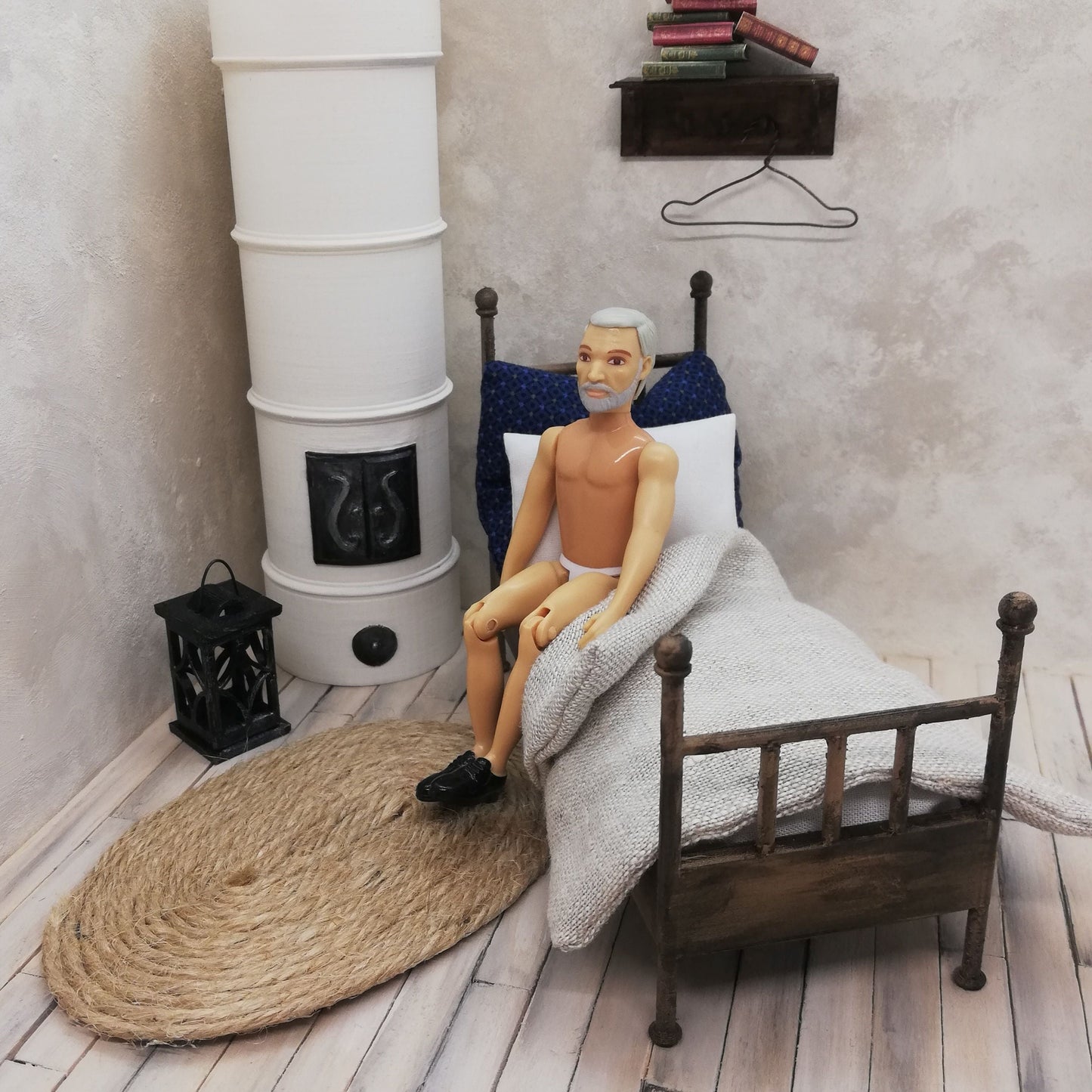 Rustiikkinen sänky, messinki, 1:16